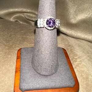 purple and clear cz band ring sz 6 silver from a candle